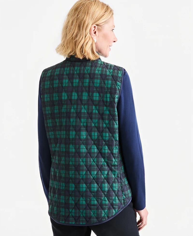 Style & Co Women's Quilted Plaid Puffer Vest, Macy's Exclusive