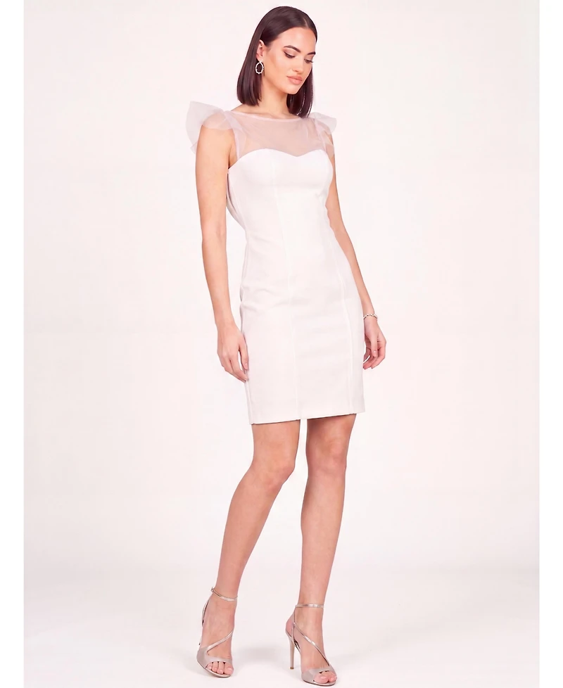 Lara Women's Illusion Bridal Midi Sheath Dress