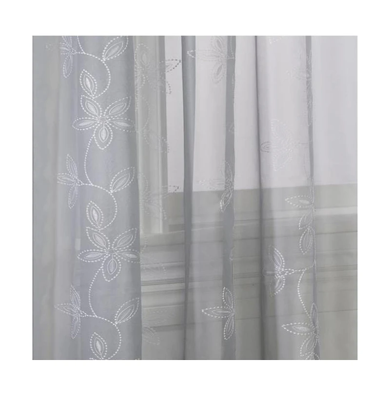 Habitat Commonwealth Elizabeth Rod Pocket Pindot Floral Embroidered Voile Panel
