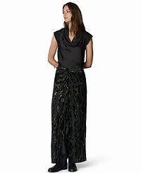 Donna Karan New York Women's Front-Knot Burnout Draped Maxi Skirt