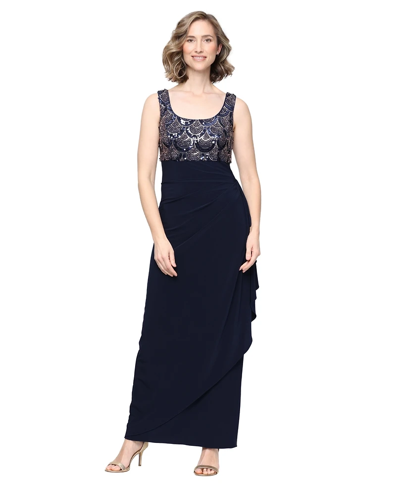 Alex Evening Women's Long Matte Jersey Empire Waist Dress