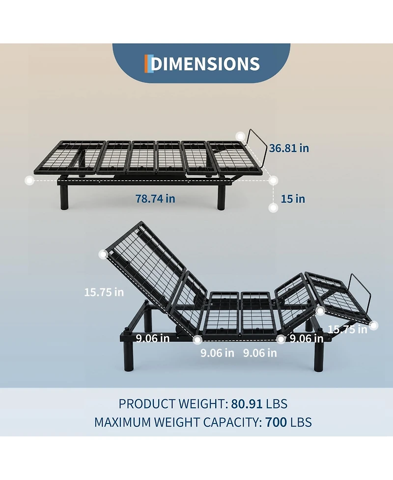 homfan Foldable Metal Platform Bed Frame