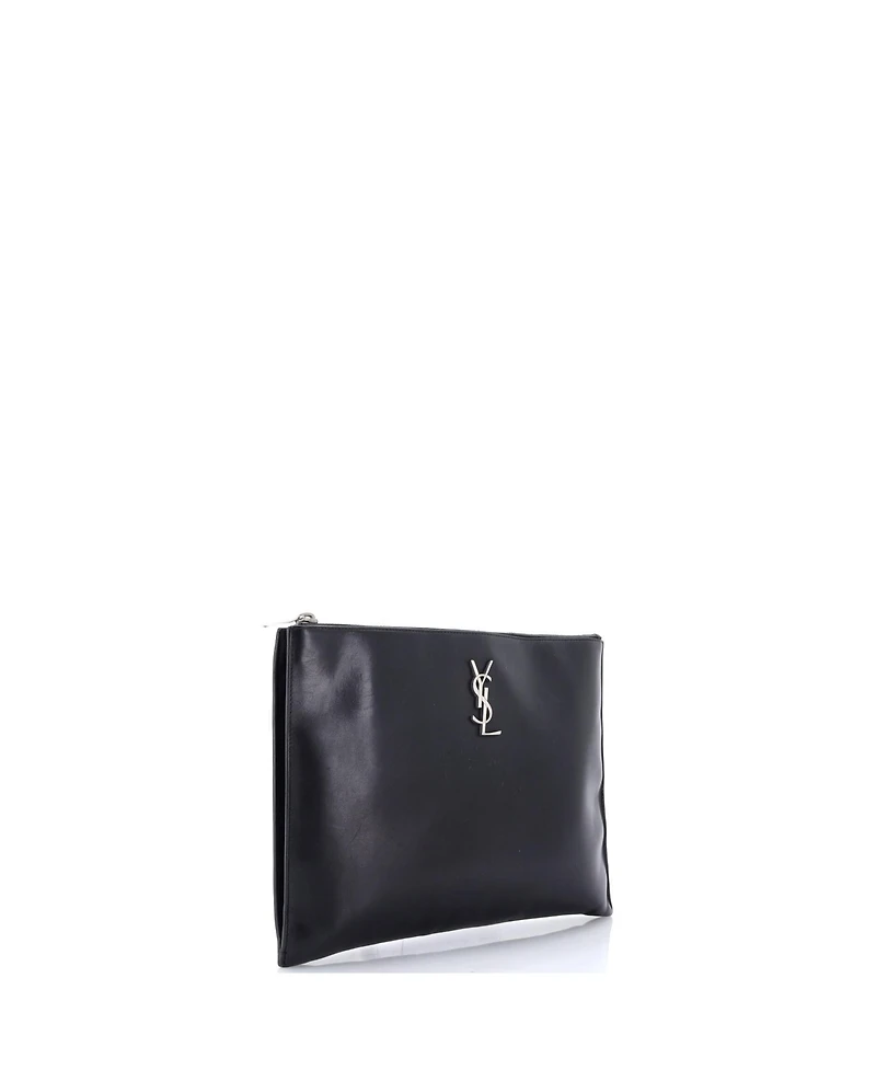 Pre-Owned Saint Laurent Medium Classic Monogram Wristlet Pouch Leather
