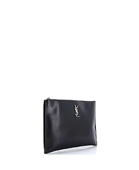 Pre-Owned Saint Laurent Medium Classic Monogram Wristlet Pouch Leather