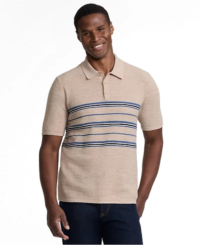 Lands' End Men's Short Sleeve Texture Stitch Sweater Polo