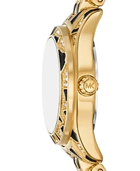 Michael Michael Kors Women's Lexington Three-Hand Animal Print Stainless Steel Watch 26mm