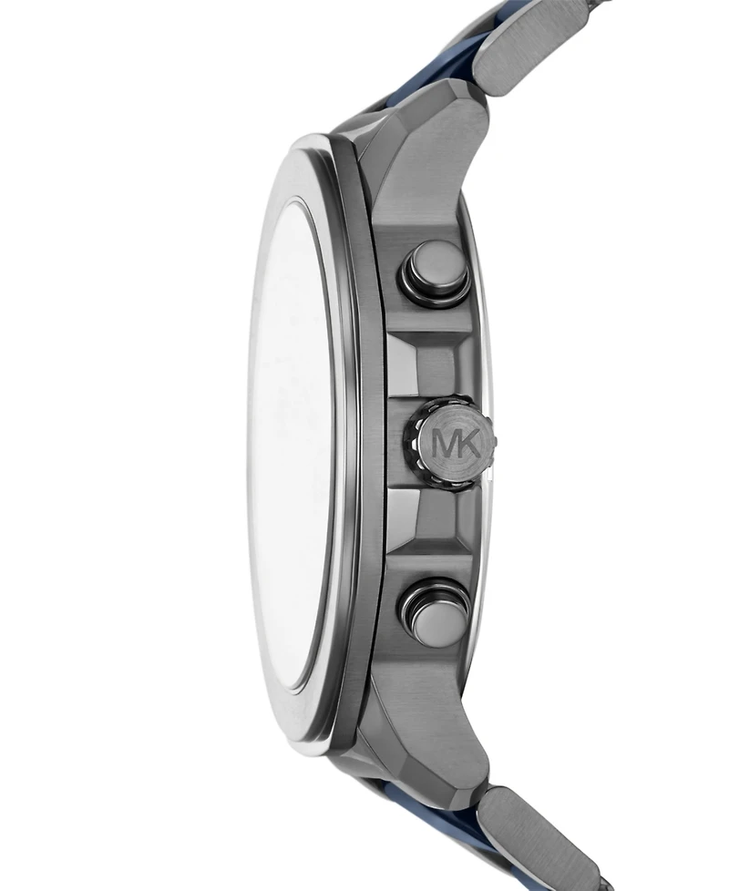 Michael Michael Kors Men's Prescott Chronograph Blue Ceramic and Gunmetal Stainless Steel Watch 44mm