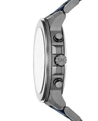 Michael Michael Kors Men's Prescott Chronograph Blue Ceramic and Gunmetal Stainless Steel Watch 44mm