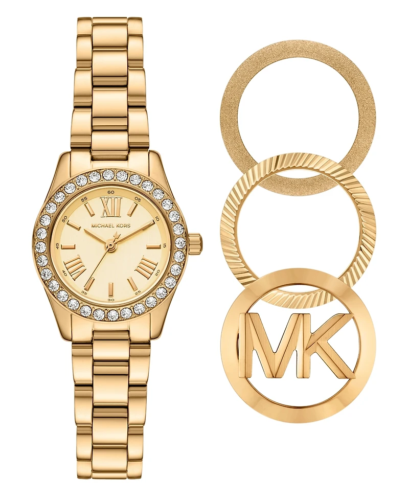 Michael Michael Kors Women's Lexington Three-Hand Gold-Tone Stainless Steel Watch 26mm