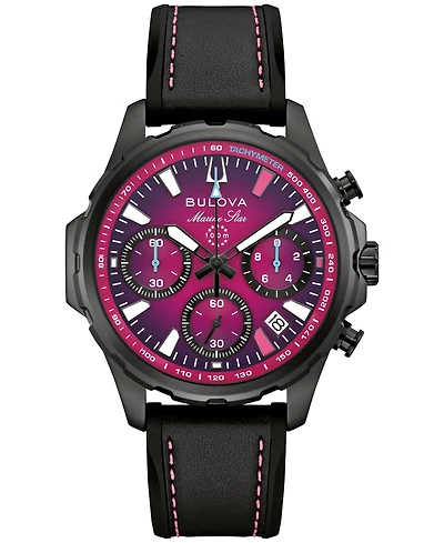 Bulova Men's E1 Grand Prix Series B Black Leather and Silicone Rubber Watch 41mm