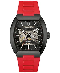 Bulova Men's Automatic Maquina Red Silicone Rubber Watch 40mm