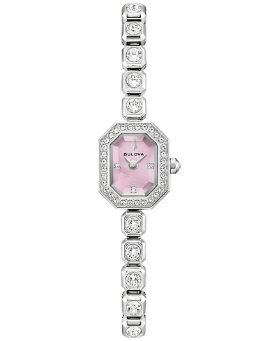 Bulova Women's Box Set Crystal Silver-Tone Stainless Steel Bracelet Watch 15mm