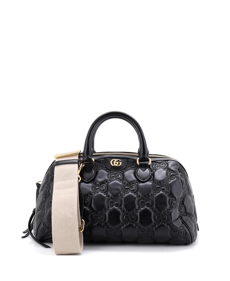 Pre-Owned Gucci Medium Ophidia Convertible Boston Top Handle Bag Gg Matelasse Leather