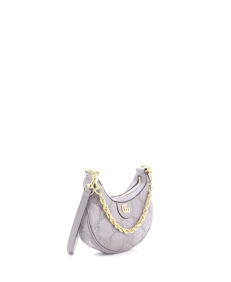 Pre-Owned Gucci Mini Half Moon Hobo Gg Matelasse Leather