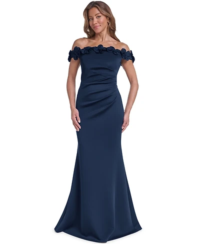 Eliza J Women's Off-The-Shoulder 3D Floral Gown Dress