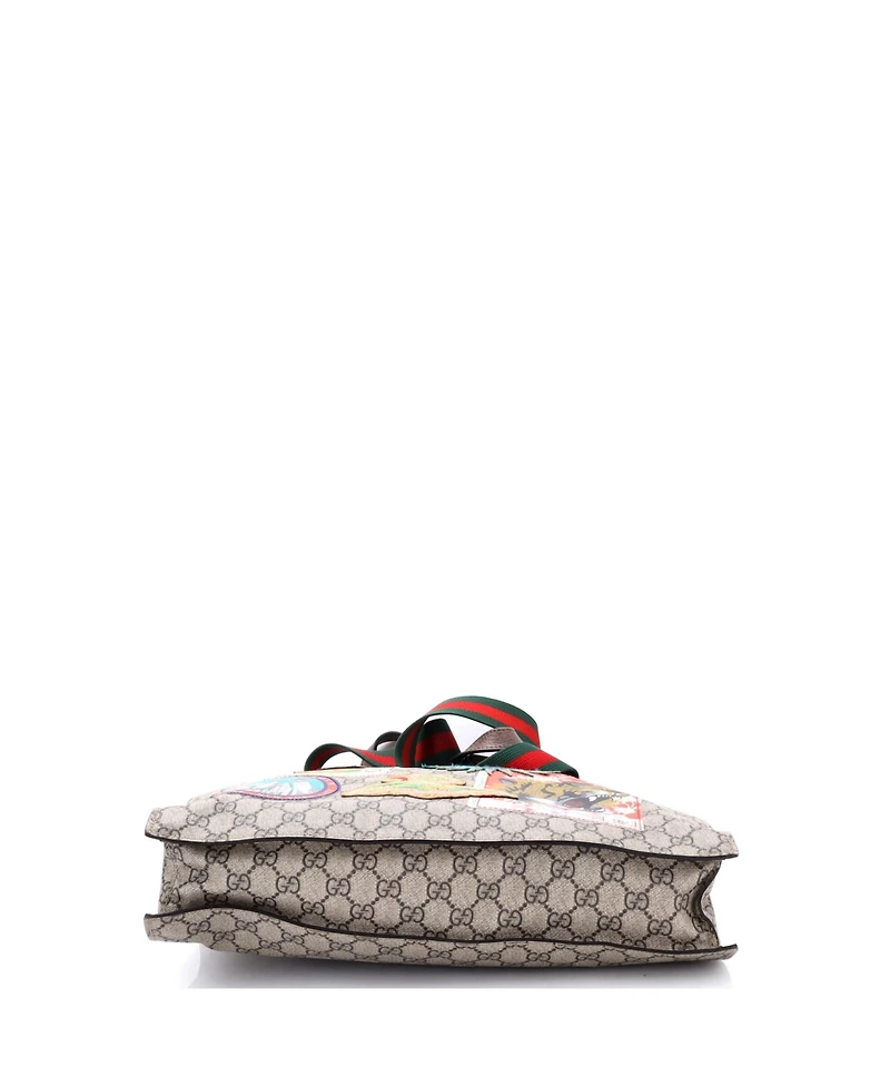 Pre-Owned Gucci North South Courrier Convertible Soft Open Tote Gg Coated Canvas with Applique