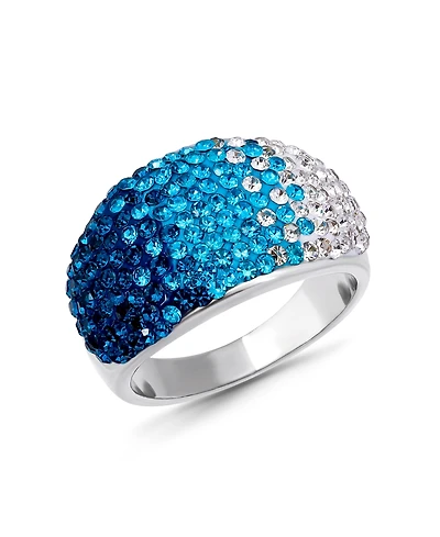Macy's Pave Crystal Fine Silver-Plated Over Brass Ombre Coloration Dome Shaped Ring