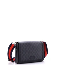 Pre-Owned Gucci Small Web Strap Flap Messenger Bag Gg Coated Canvas