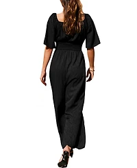 Cupshe Women's Wide Leg Jumpsuit With Smocked Details