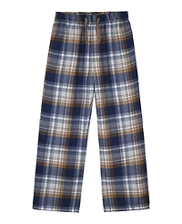 Max & Olivia Boys' 6-18 Henley Top and Navy Plaid Pants Pajama, 2-Piece Set