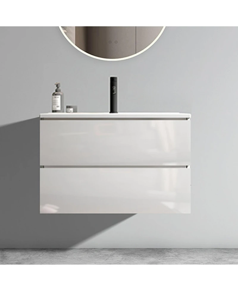 Streamdale Furniture 30" Glossy Wall Mount Vanity With Ceramic Sink