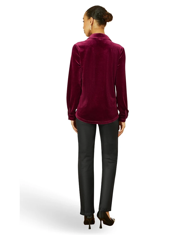 Yumi Women's Velvet Relaxed Fit Shirt