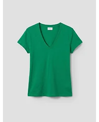 Hush Women's Slim Fit Slub Cotton V-Neck T-Shirt
