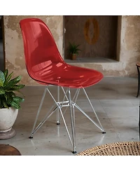 LeisureMod Cresco Acrylic Dining Chair, Modern Chrome Eiffel Base and Curved Back Design, Ergonomic Lightweight Accent Side Chair