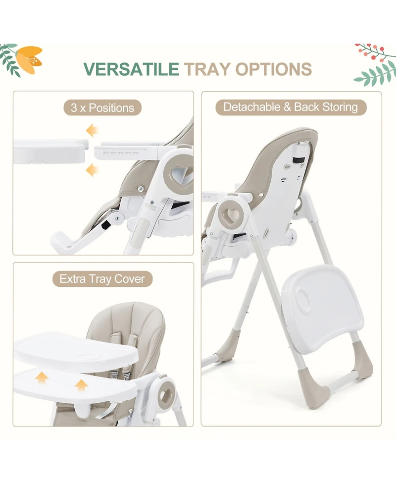 homfan 39.4L x 21.3W x 28H in Toddler High Chair with Removable Tray and Safety Harness, Baby Booster Seat for Dining Room Kitchen