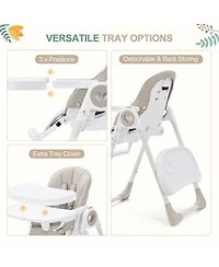 homfan 39.4L x 21.3W x 28H in Toddler High Chair with Removable Tray and Safety Harness, Baby Booster Seat for Dining Room Kitchen