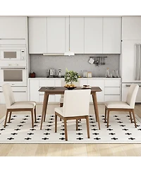 Streamdale Furniture 5-Piece Solid Wood Dining Set with 4 Upholstered Chairs
