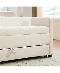Streamdale Furniture 58" Modern Upholstered Storage Bench with Rolled Arms, Beige