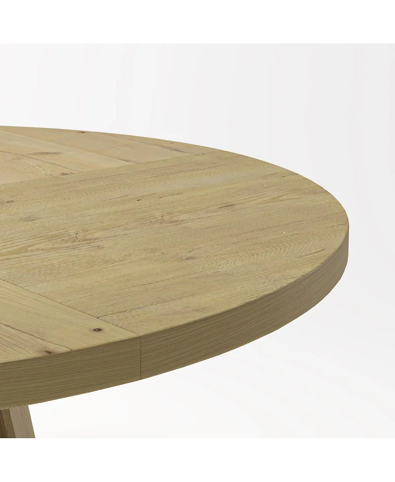 Streamdale Furniture 47-Inch Round Farmhouse Dining Table with Storage Base (Table Only)