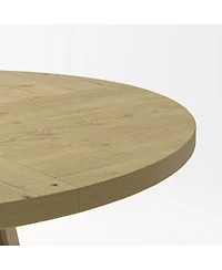 Streamdale Furniture 47-Inch Round Farmhouse Dining Table with Storage Base (Table Only)