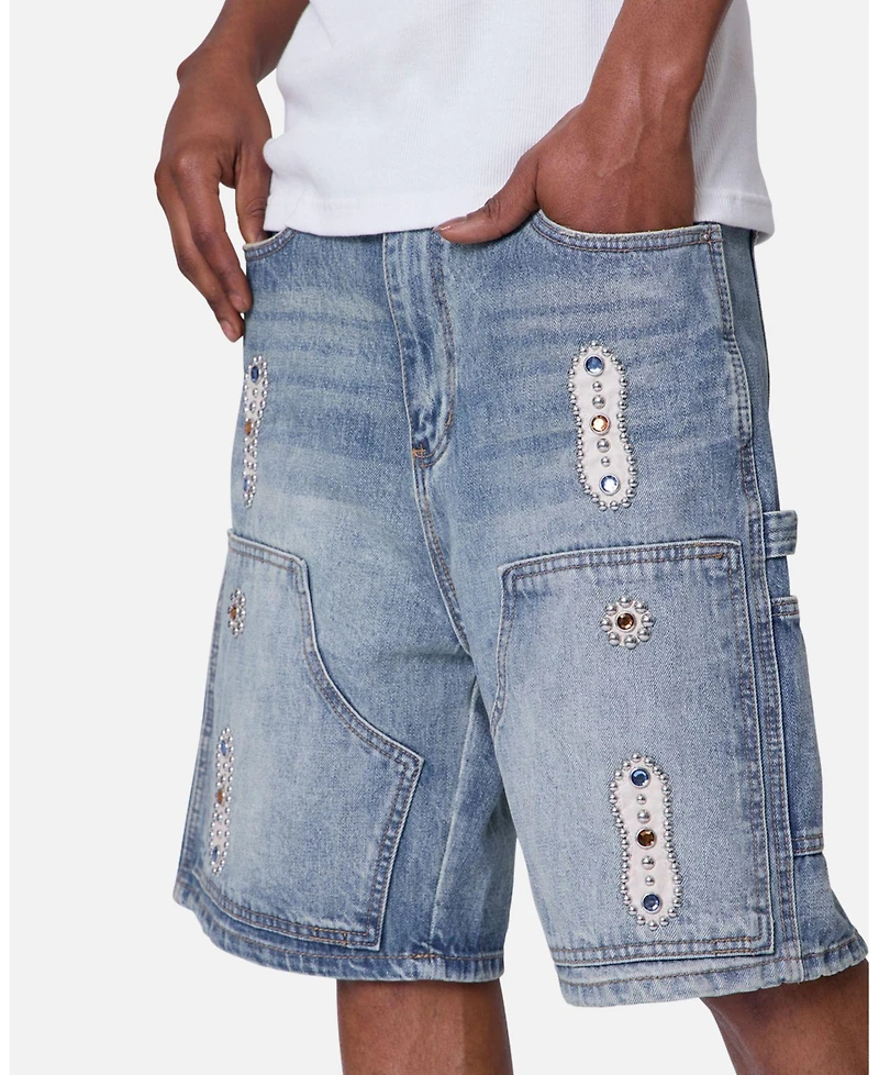 mnml Men's Double Western Jewel Denim Shorts
