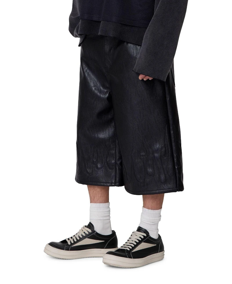 mnml Men's Ultra Baggy Leather Flame Shorts