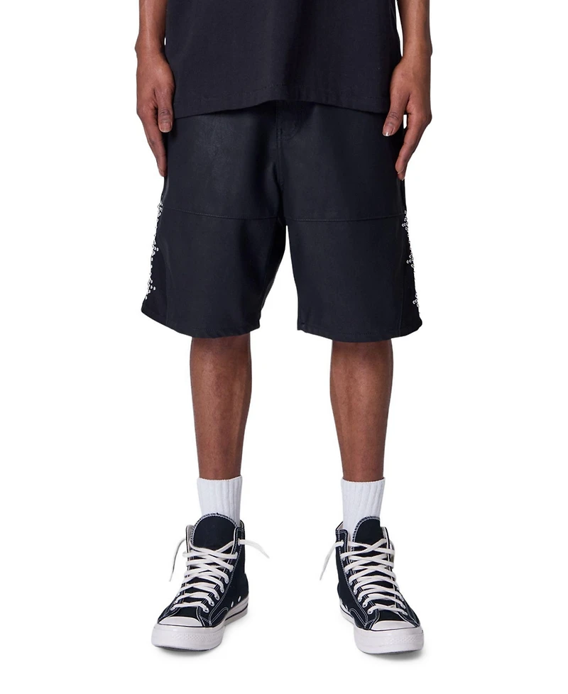 mnml Men's Ultra Baggy Stud Leather Shorts