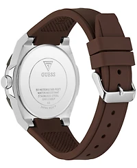 Guess Men's Quartz Brown Silicone Strap Watch 44mm