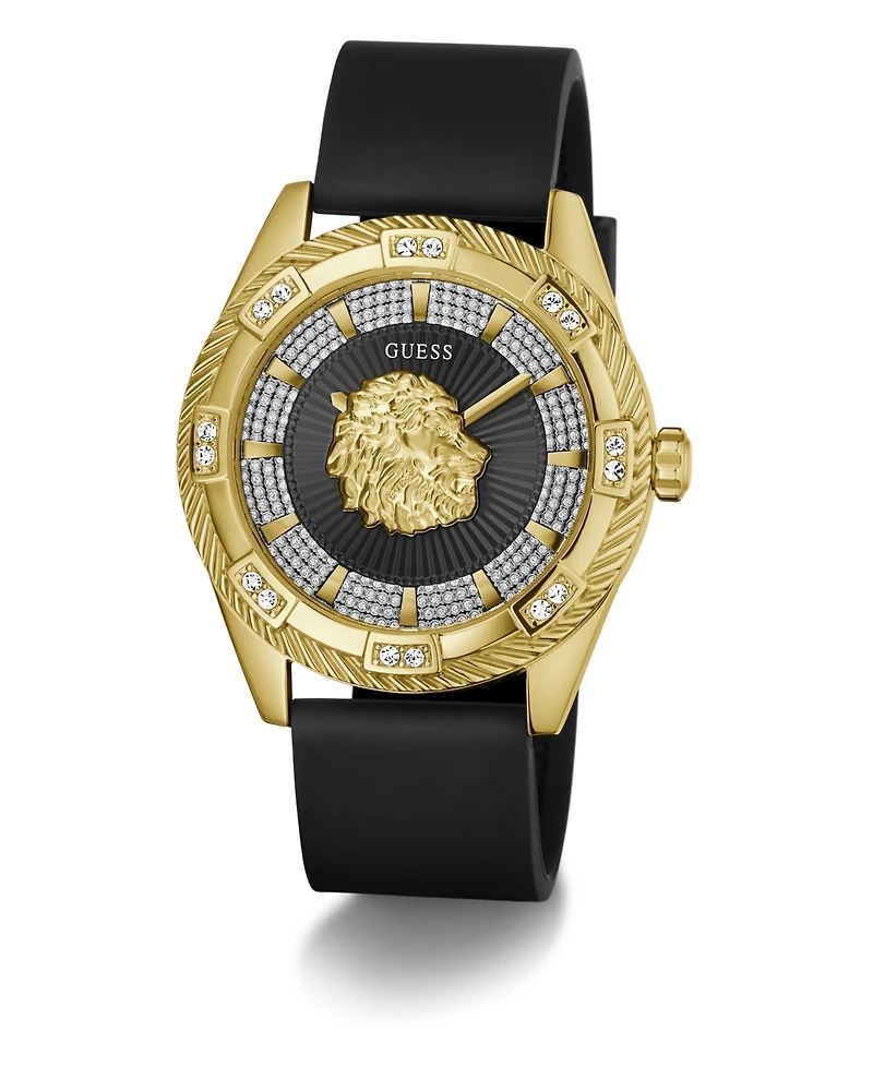 Guess Men's Quartz Black Silicone Strap Watch 44mm