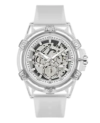 Guess Men's Quartz Clear Silicone Strap Watch 48mm