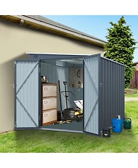 Streamdale Furniture 6x8 Feet Galvanized Steel Outdoor Storage Shed With Lockable Double Doors