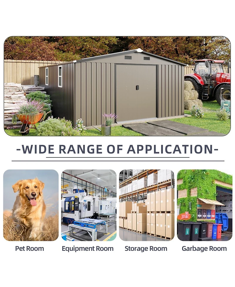 Streamdale Furniture 10x12Feet Steel Storage Shed With Two Windows