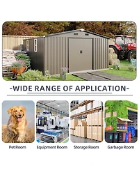 Streamdale Furniture 10x12Feet Steel Storage Shed With Two Windows