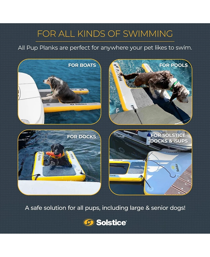 Solstice Original Inflatable Pup Plank Dog Float Floating Ramp Ladder for Pools