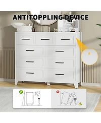 Rainsken 9-Drawer Dresser, Metal Profile Chest of Drawers, with Smooth Gliding Drawers, Storage Cabinet for Closet, for Bedroom,Living Room,Entryway