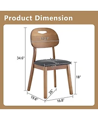Streamdale Furniture 2 Walnut Solid Wood Dining Chairs with Pu Cushions and Hollow Backs