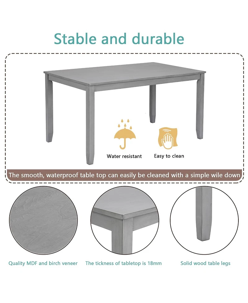 Streamdale Furniture Wooden Rectangular Dining Table Set for 4