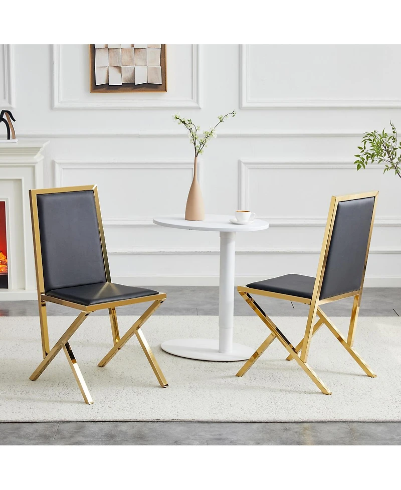 Streamdale Furniture 2-Pack Metal Framed Pu Dining Chairs