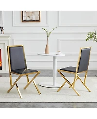 Streamdale Furniture 2-Pack Metal Framed Pu Dining Chairs