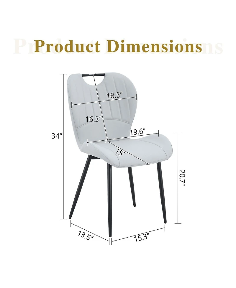 Streamdale Furniture Set of 4 Pu Dining Chairs with Metal Frame